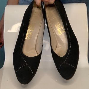 Salvatore Ferragamo heels black and silver sz8.5AA